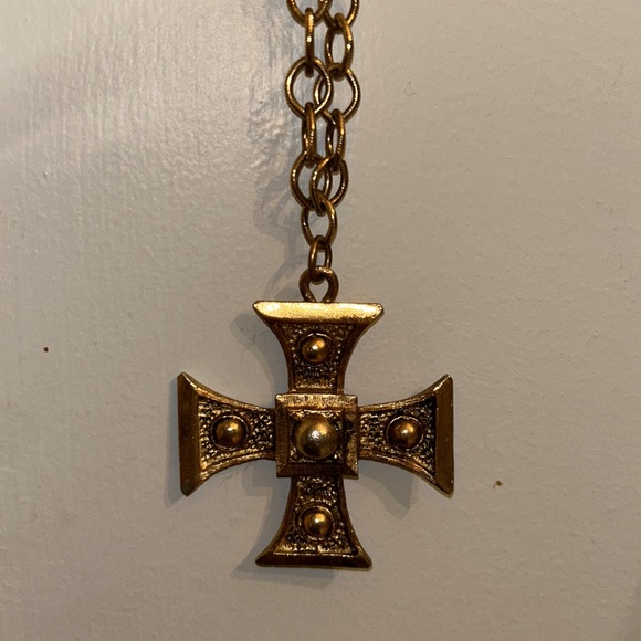 Gold Biker cross necklace.. it makes a STATEMENT! - Picture 3 of 5